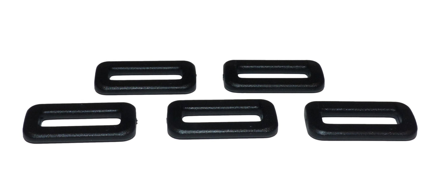 Benristraps 25mm plastic square or rectangular ring in black plastic (pack of 5)