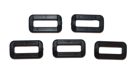 Benristraps 25mm plastic square or rectangular ring in black plastic (pack of 5)