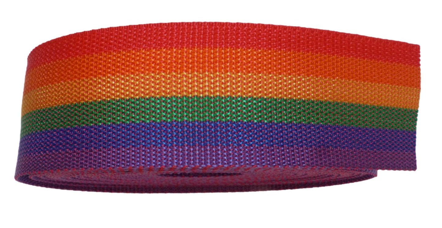 Benristraps 50mm (2") Polypropylene Webbing, 10 Metre (32') Roll in rainbow