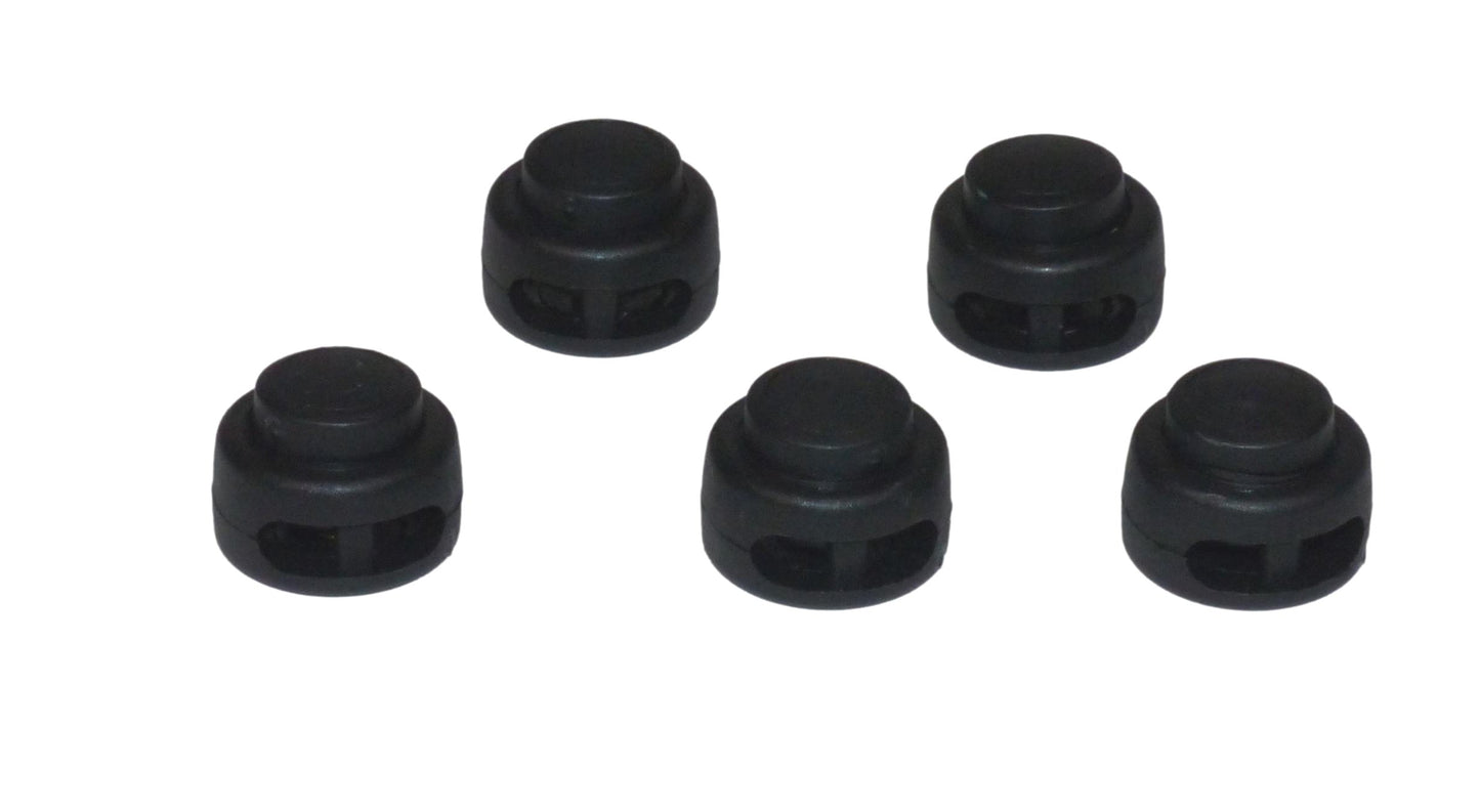 Benristraps 3mm twin-hole dome-shaped cord lock, pack of 5 in black