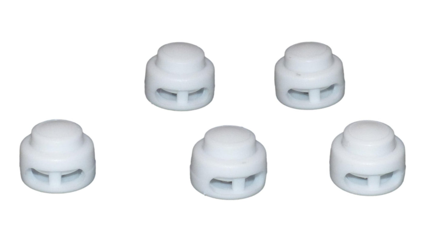 Benristraps 3mm twin-hole dome-shaped cord lock, pack of 5 in white