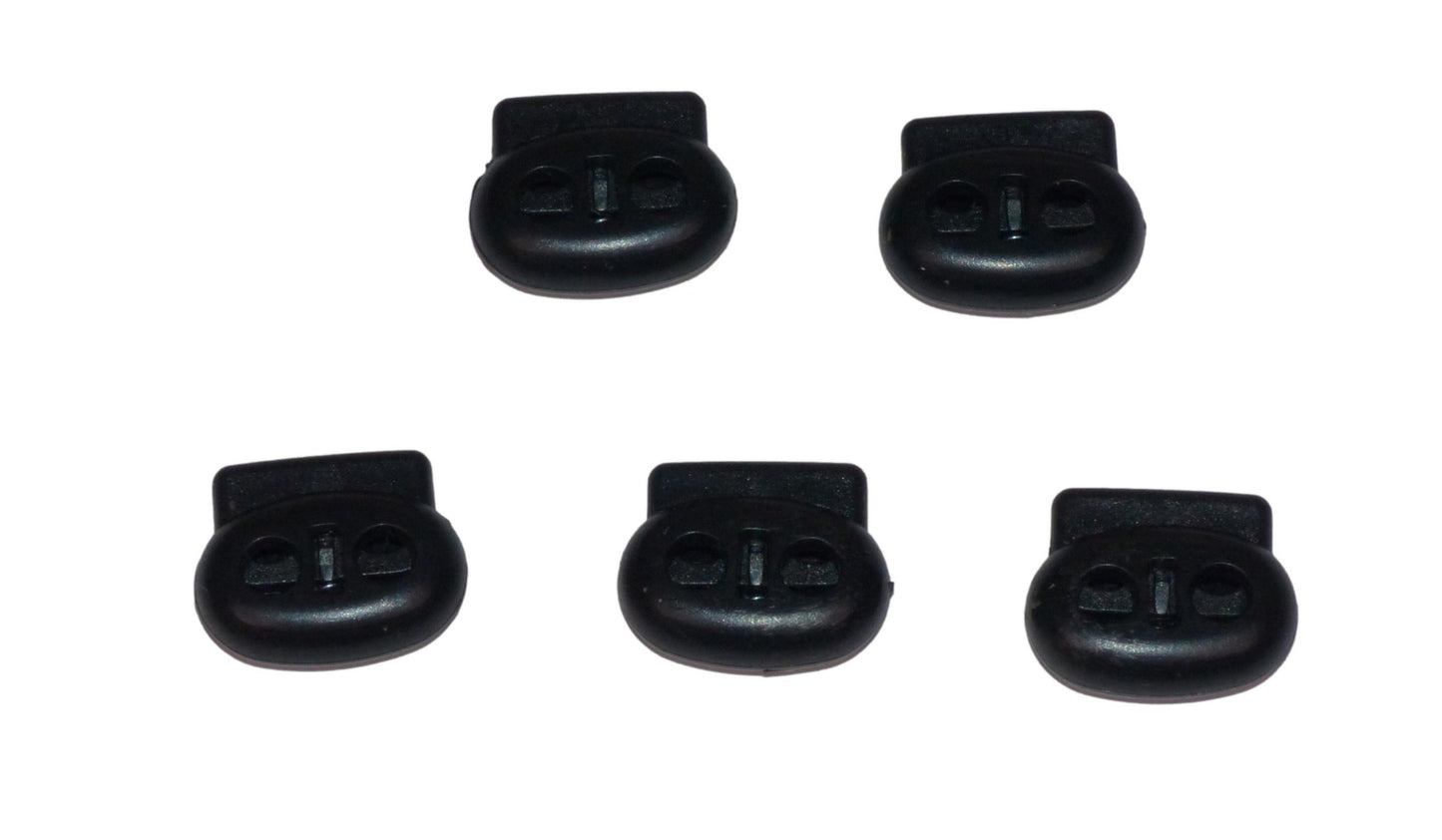 Benristraps 4mm twin-hole cord lock in black, pack of 5