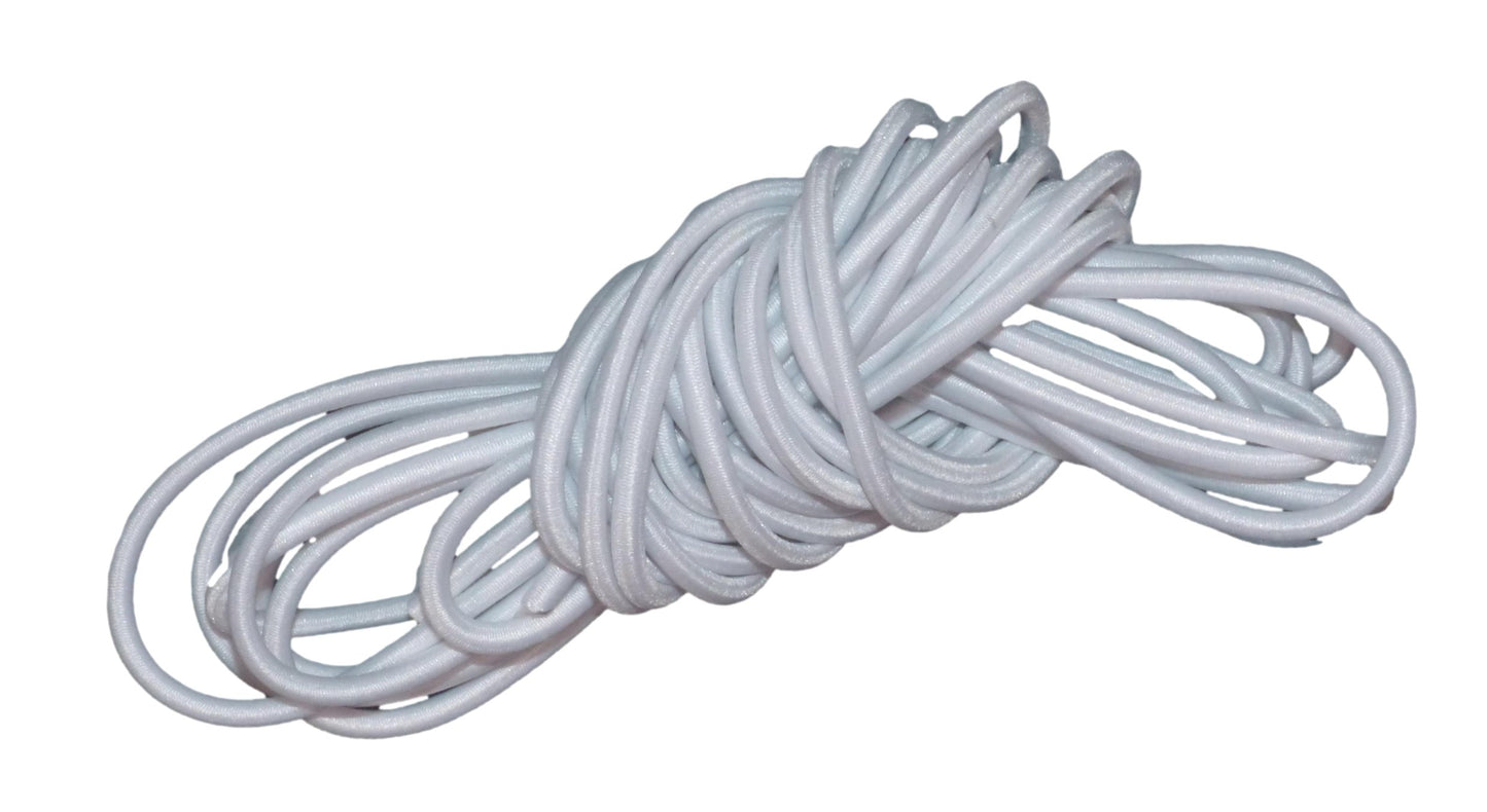 Benristraps 3mm shock cord in white, five metre roll