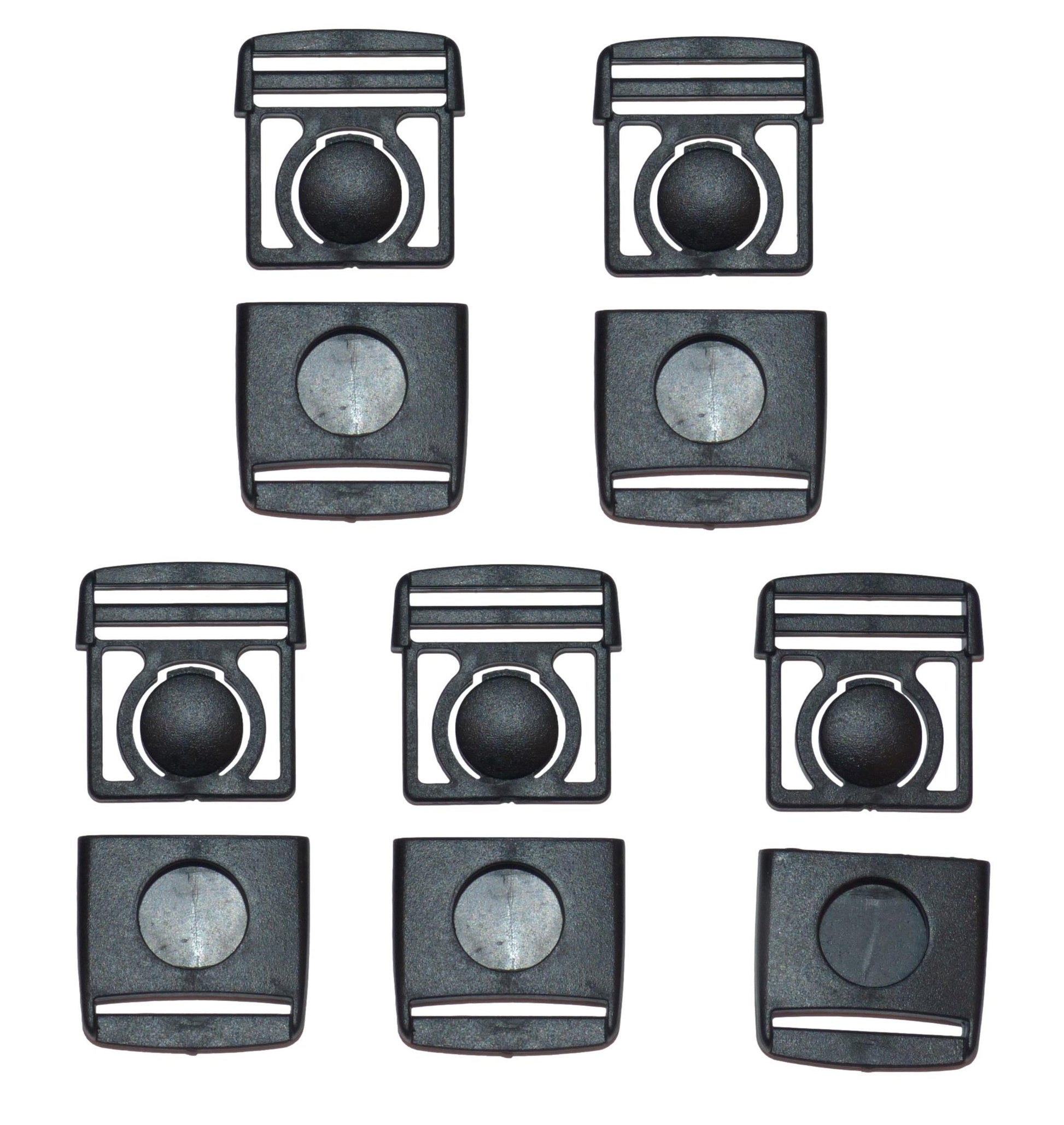 Benristraps 25mm button centre release buckle (pack of 5) (open)