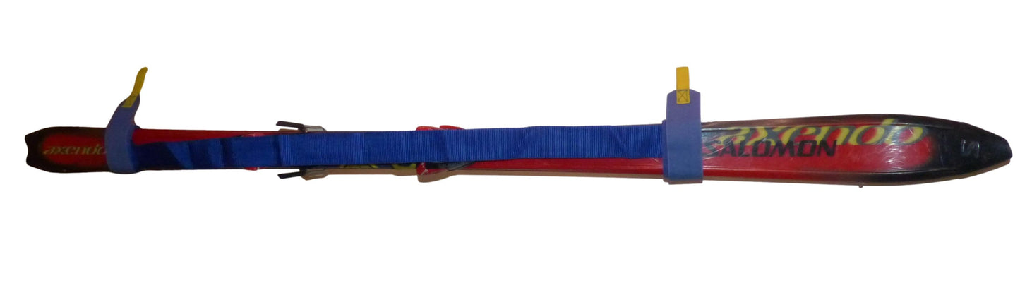 Benristraps Ski and Pole Carry Strap in blue on skis