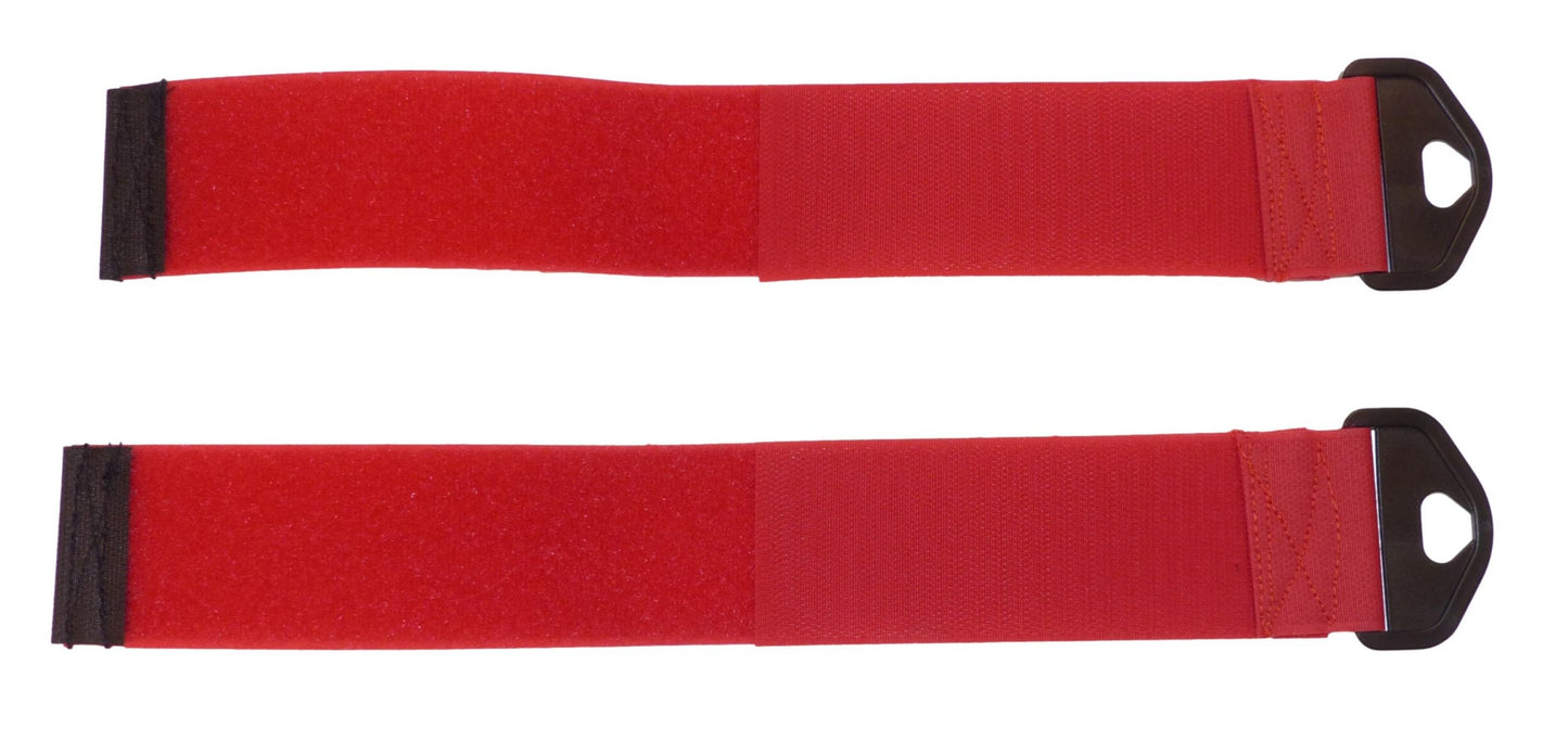 Premium 50mm Hook & Loop Tidy & Hang Strap with Strong Triangle (Pack of Two) in red