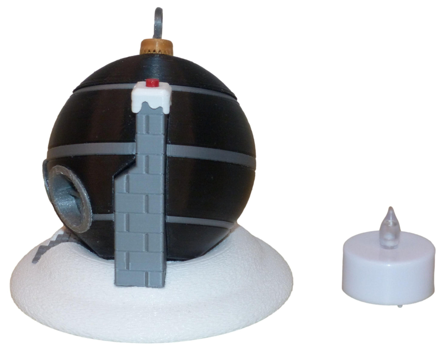 Christmas Tree Bauble Fairy House with LED Tealight in black