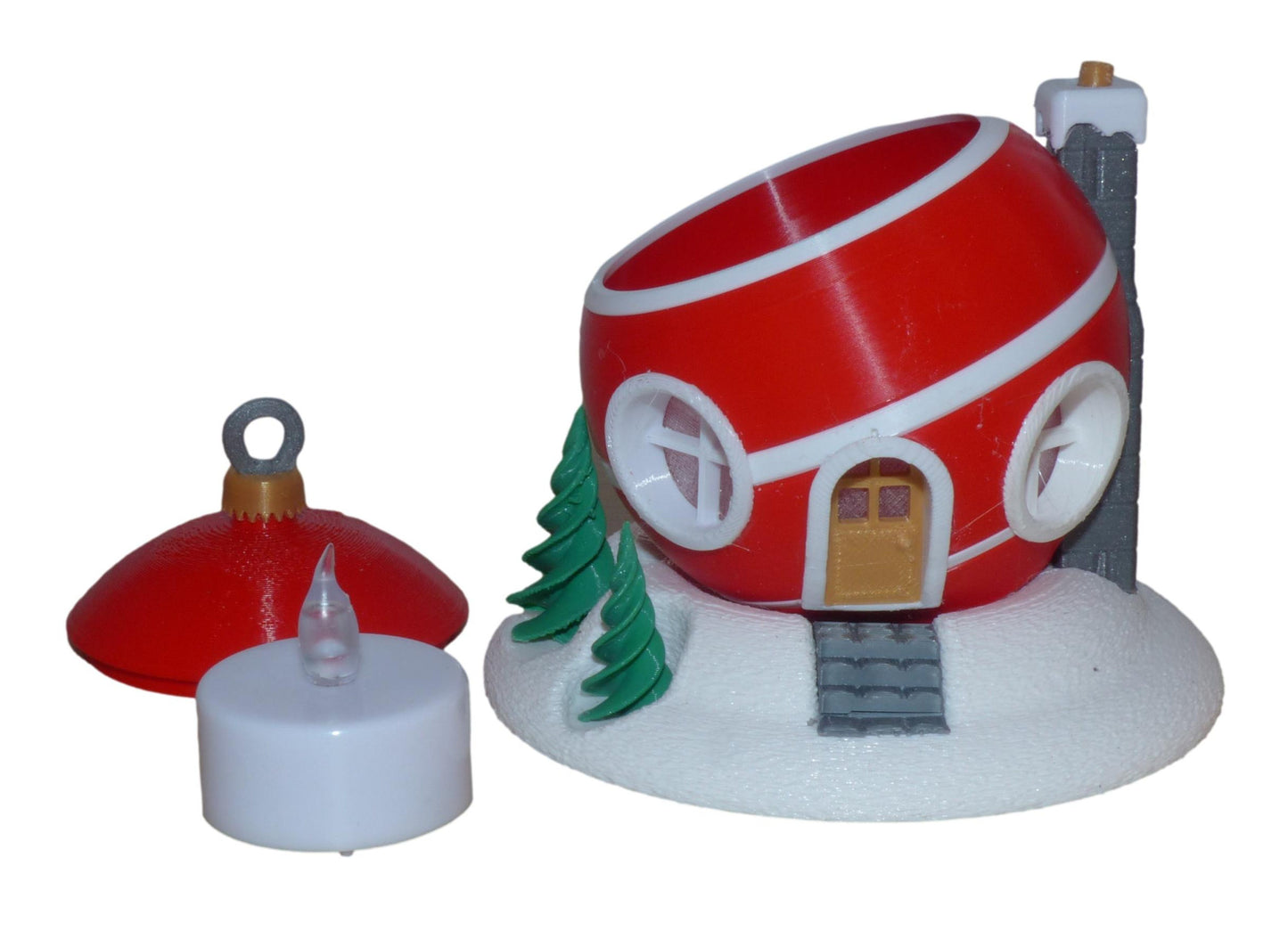 Christmas Tree Bauble Fairy House with LED Tealight