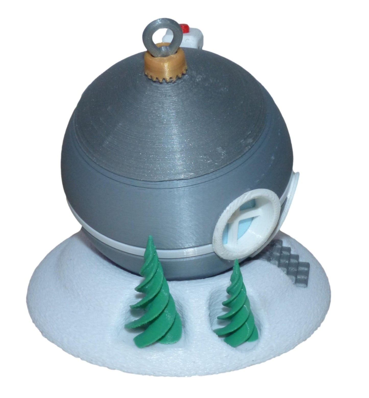 Christmas Tree Bauble Fairy House with LED Tealight in silver
