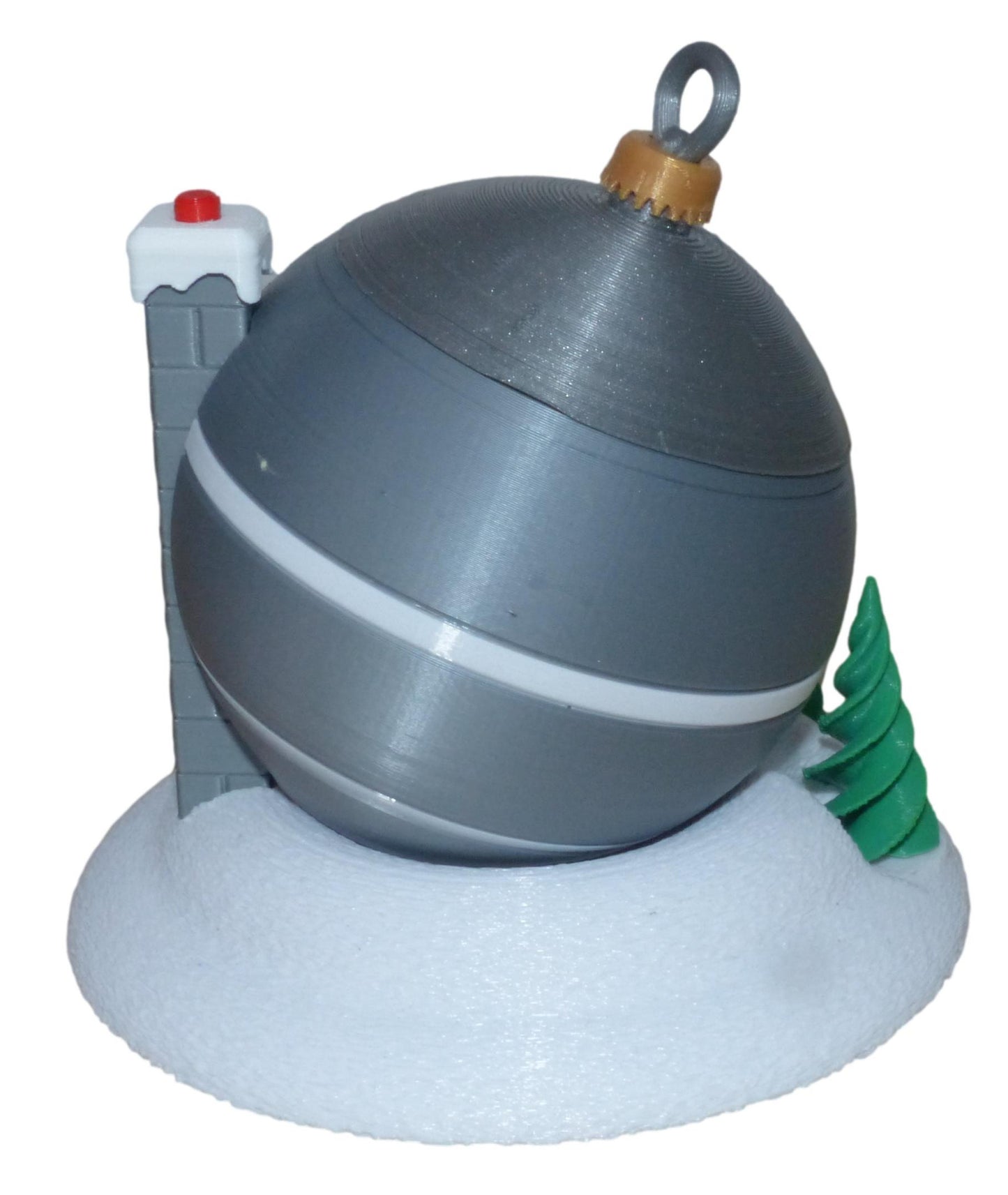 Christmas Tree Bauble Fairy House with LED Tealight in silver