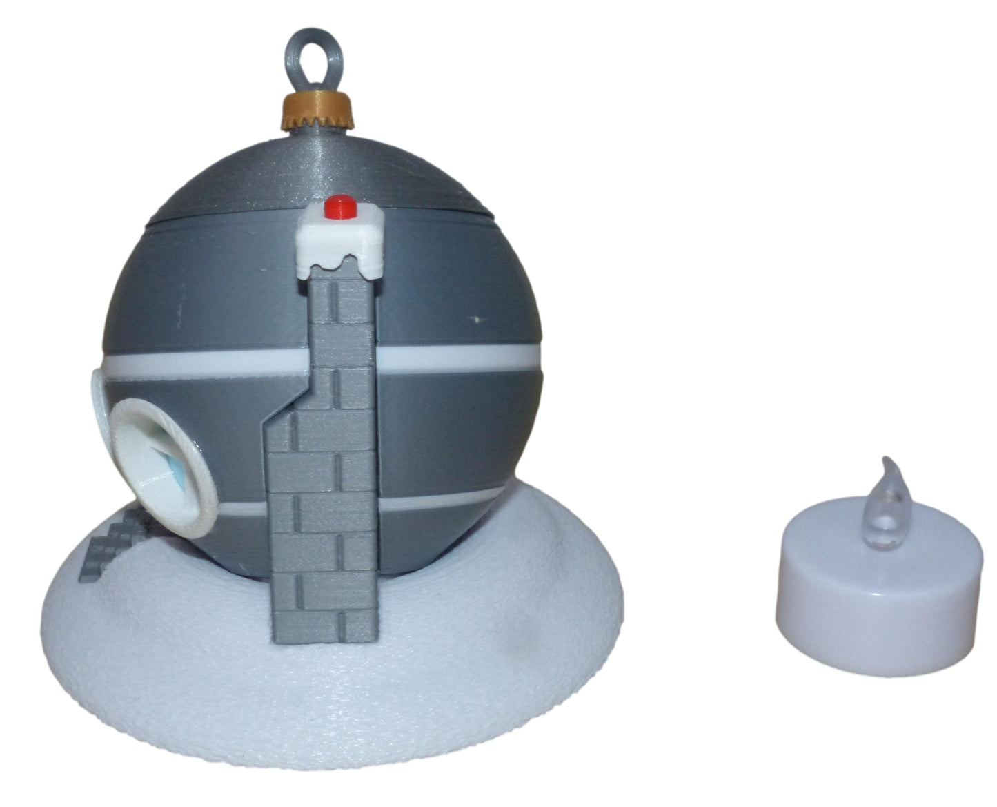 Christmas Tree Bauble Fairy House with LED Tealight in silver