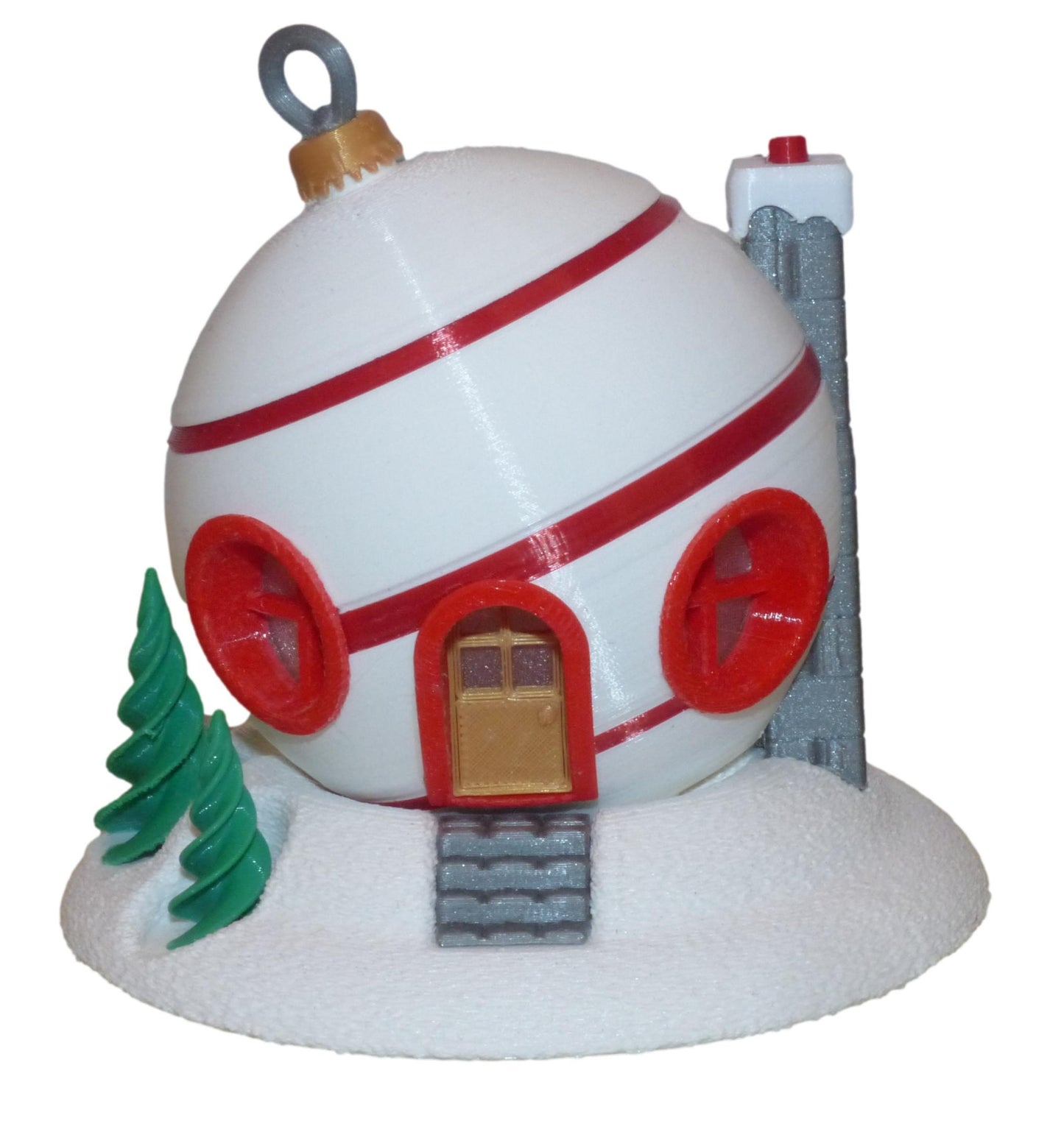 Christmas Bauble Fairy House with LED Tealight in white