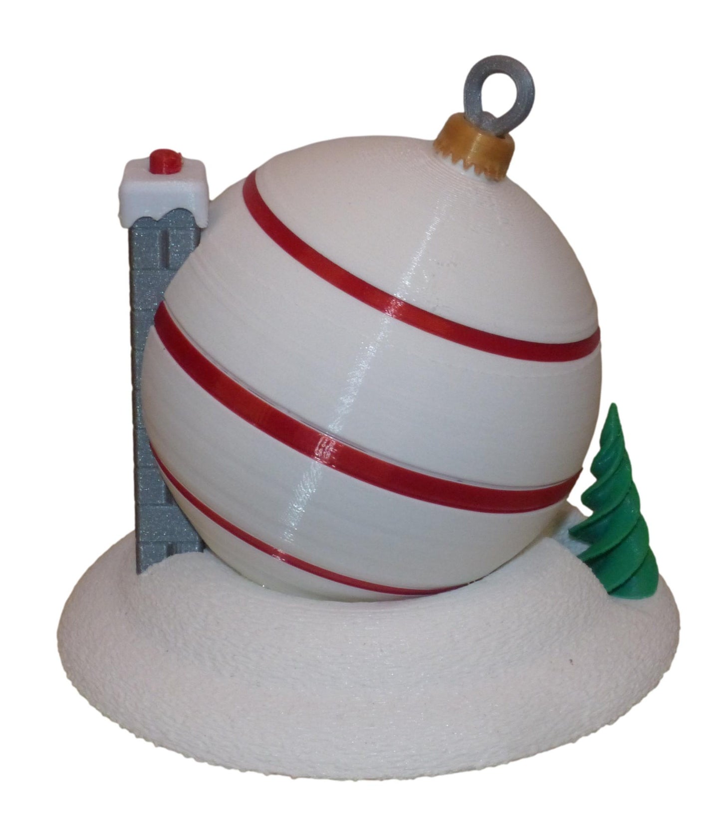 Christmas Bauble Fairy House with LED Tealight in white