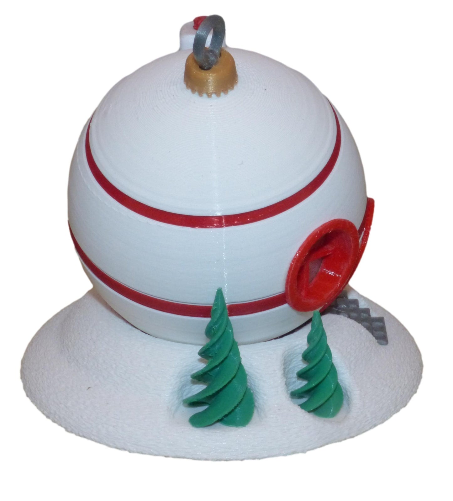 Christmas Bauble Fairy House with LED Tealight in white