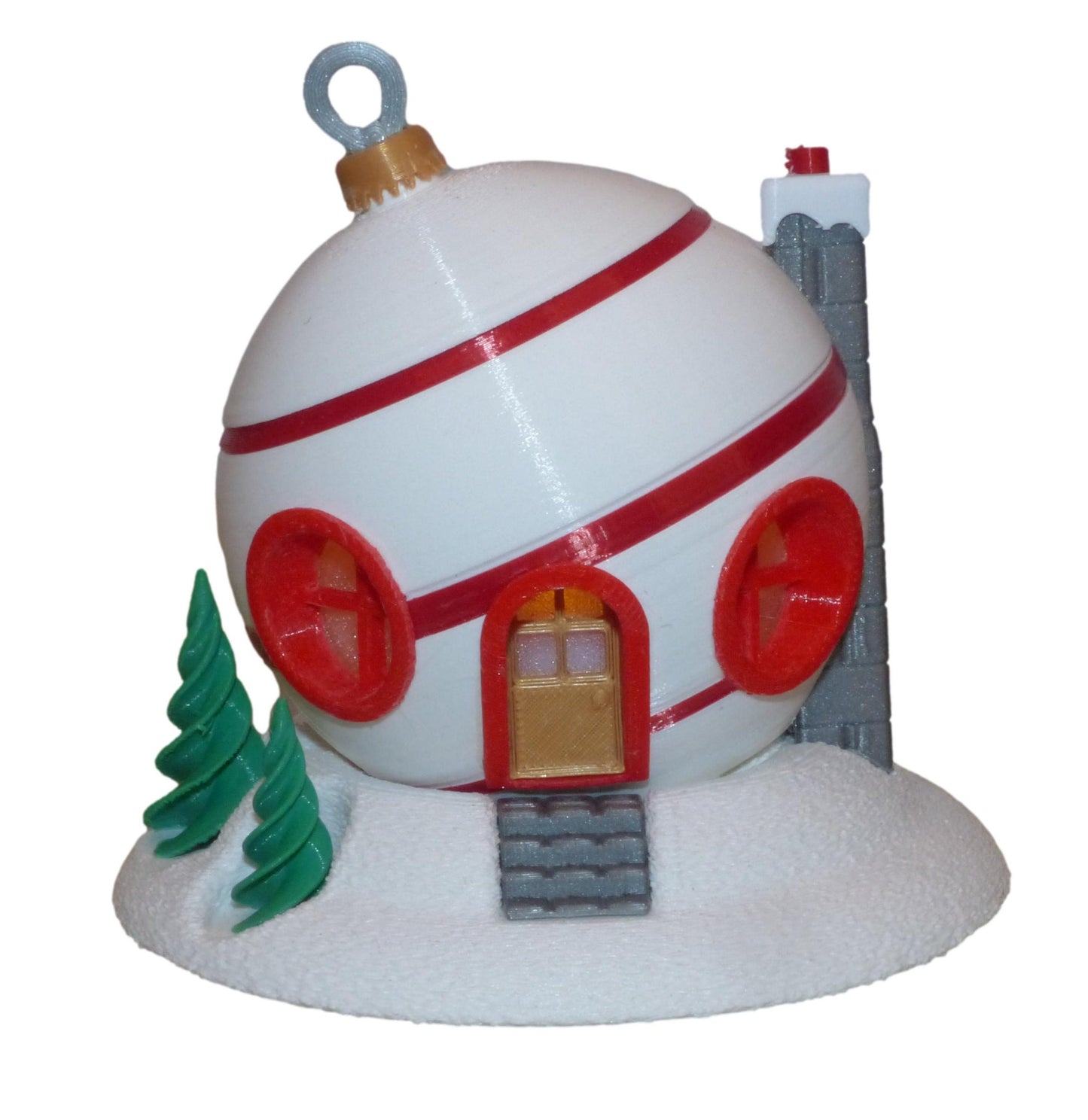 Christmas Tree Bauble Fairy House with LED Tealight in white