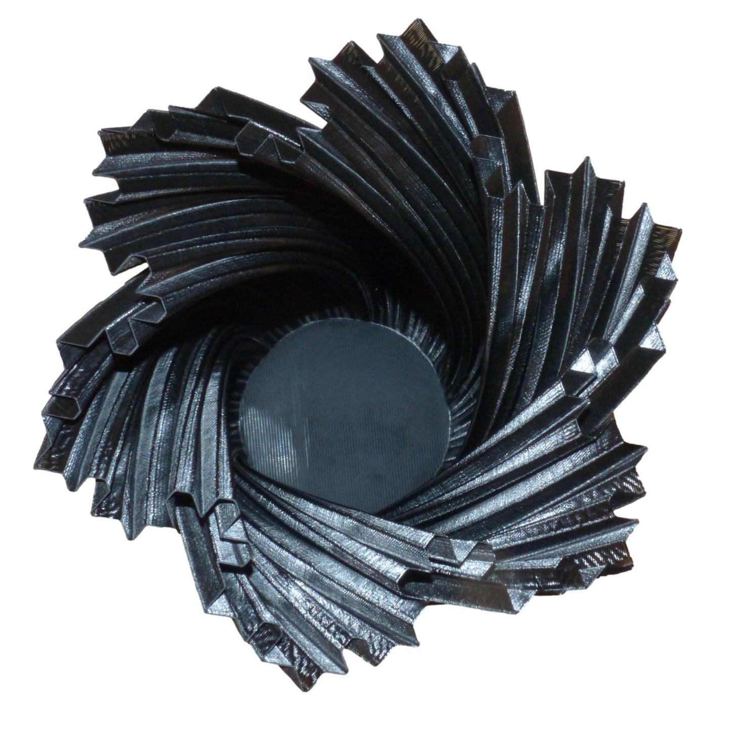 3D Printed Koch Snowflake Ornamental Vase in black (plan view)