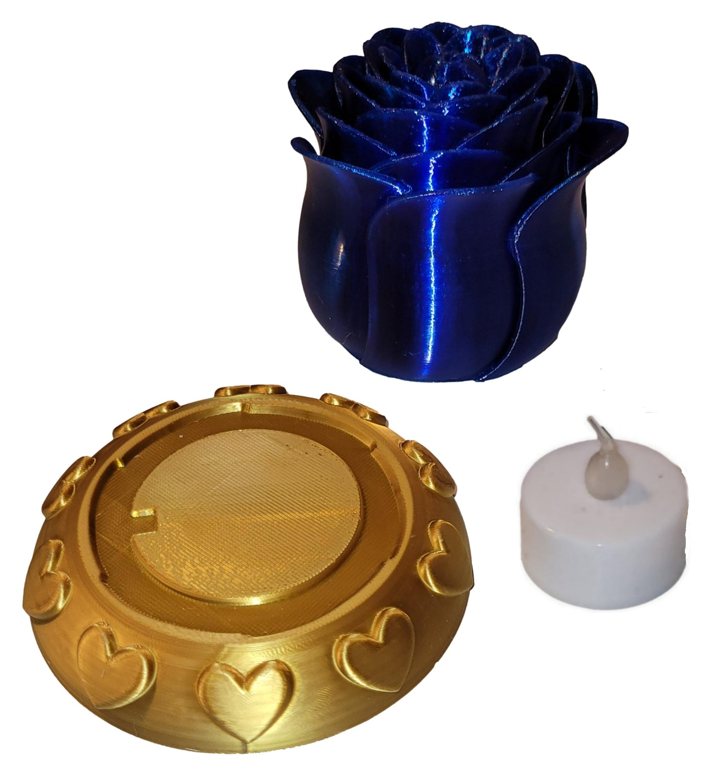 Illuminated Rose with Base and Tealight Ornament Valentine Gift Ornament