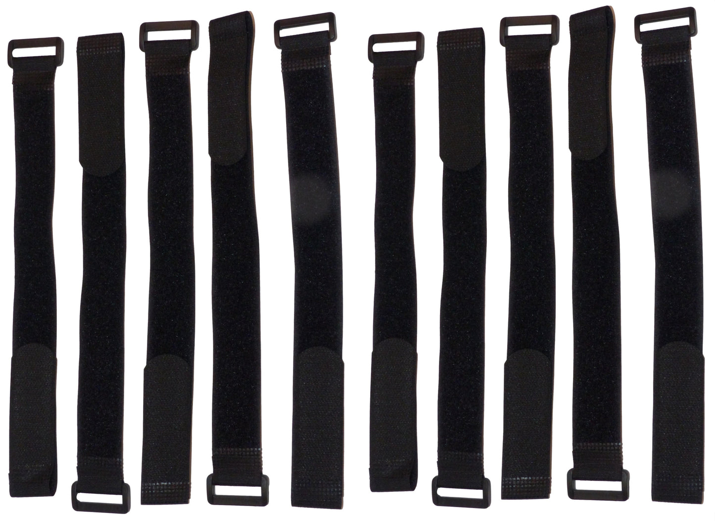 25mm Hook and Loop Cinch Straps in Black (Pack of 10)