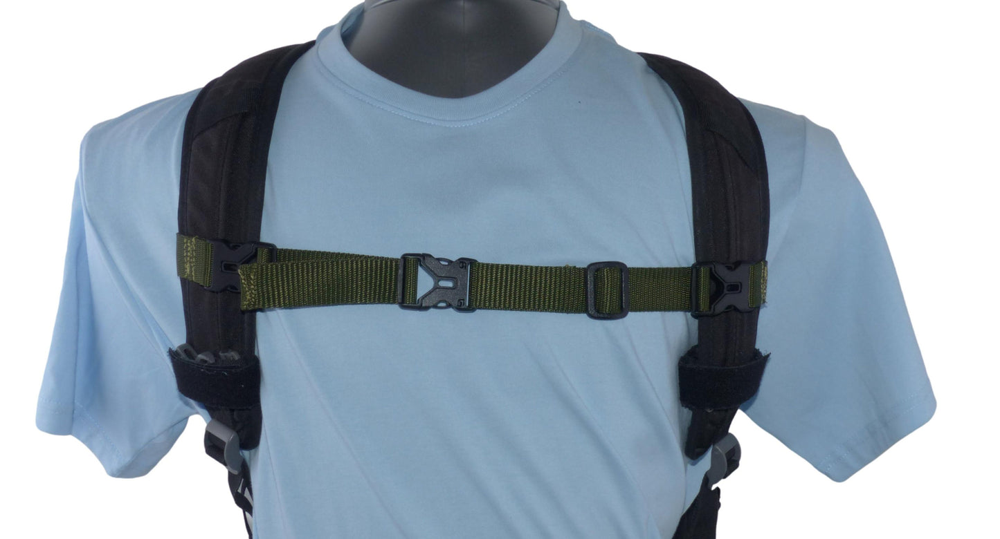 Benristraps 25mm Adjustable Replacement Rucksack Backpack Chest Strap with Easy-On Clips