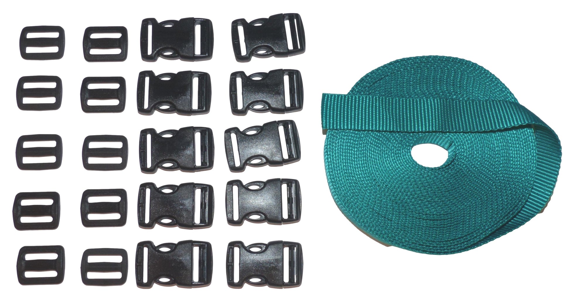 Benristraps 25mm Heavy-Duty Webbing and Branded  Buckle Sets for Straps, Bags, Crafts in emerald