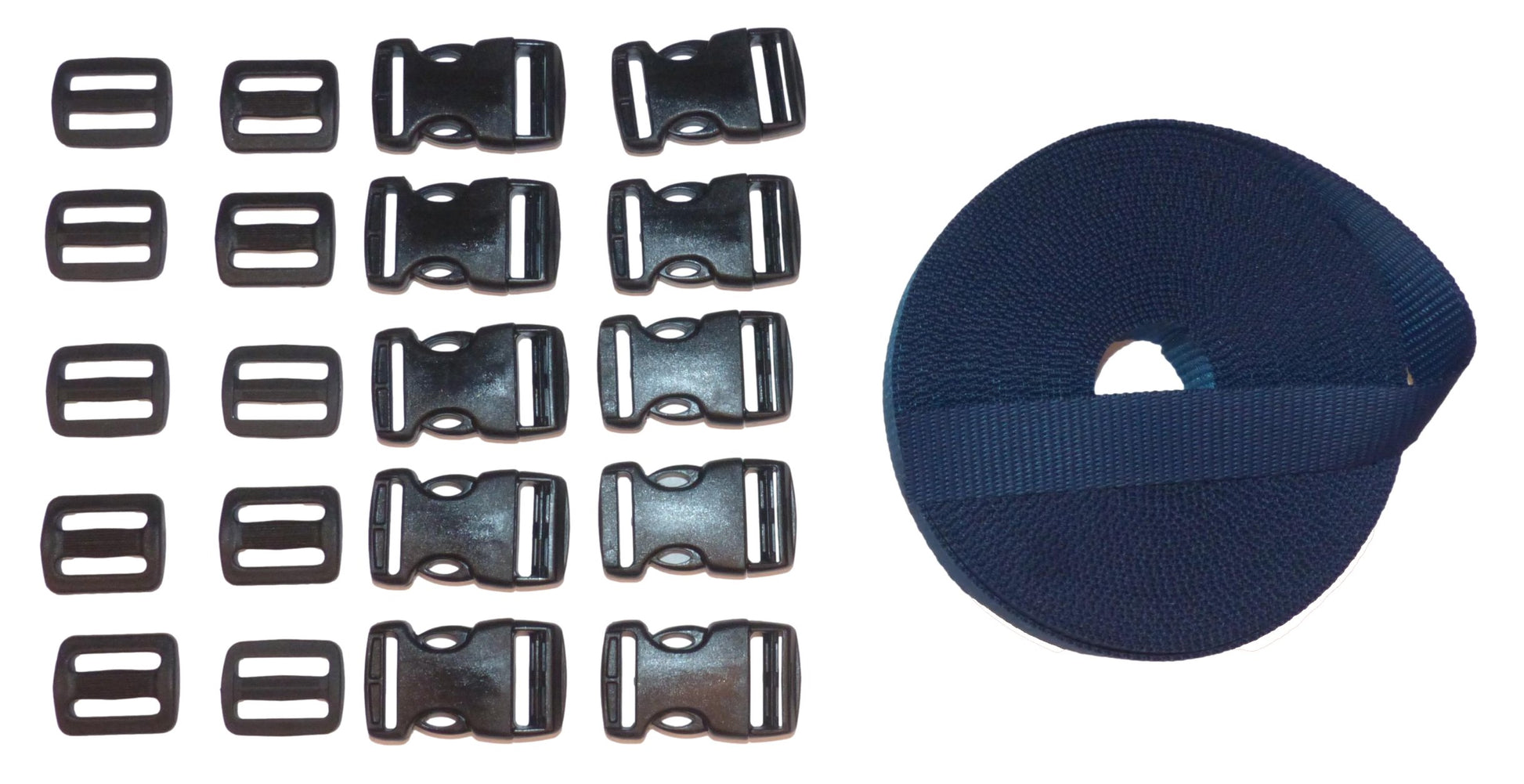 Benristraps 25mm Heavy-Duty Webbing and Branded  Buckle Sets for Straps, Bags, Crafts in navy blue