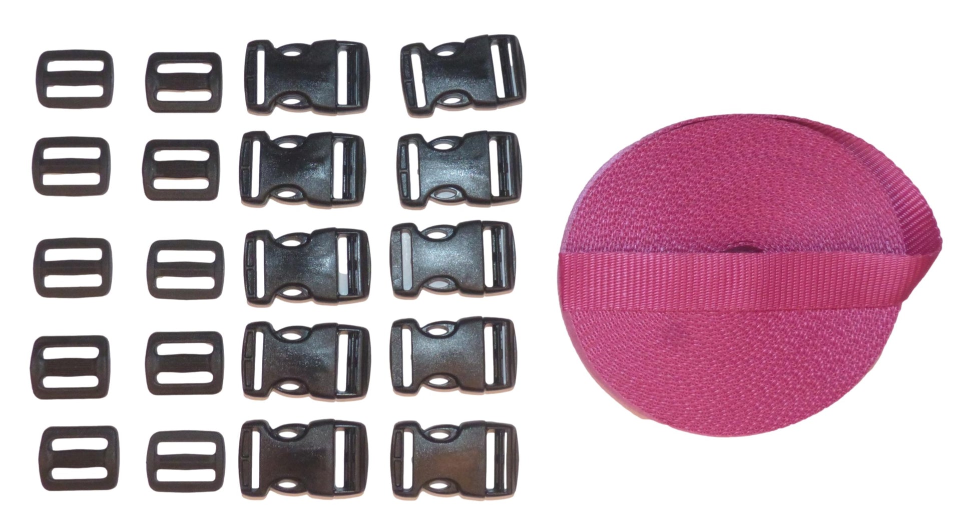 Benristraps 25mm Heavy-Duty Webbing and Branded  Buckle Sets for Straps, Bags, Crafts in pink