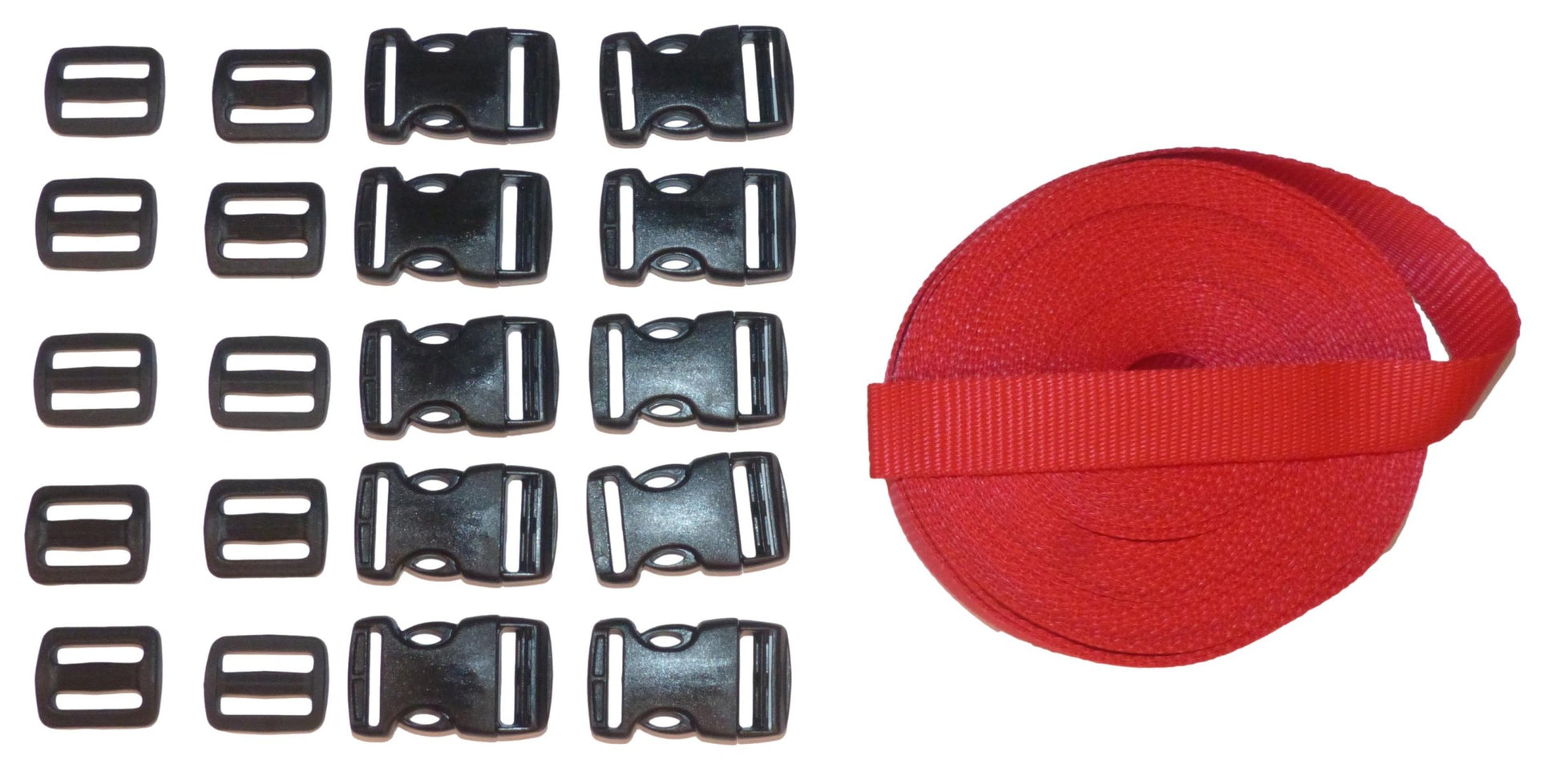 Benristraps 25mm Heavy-Duty Webbing and Branded  Buckle Sets for Straps, Bags, Crafts in red