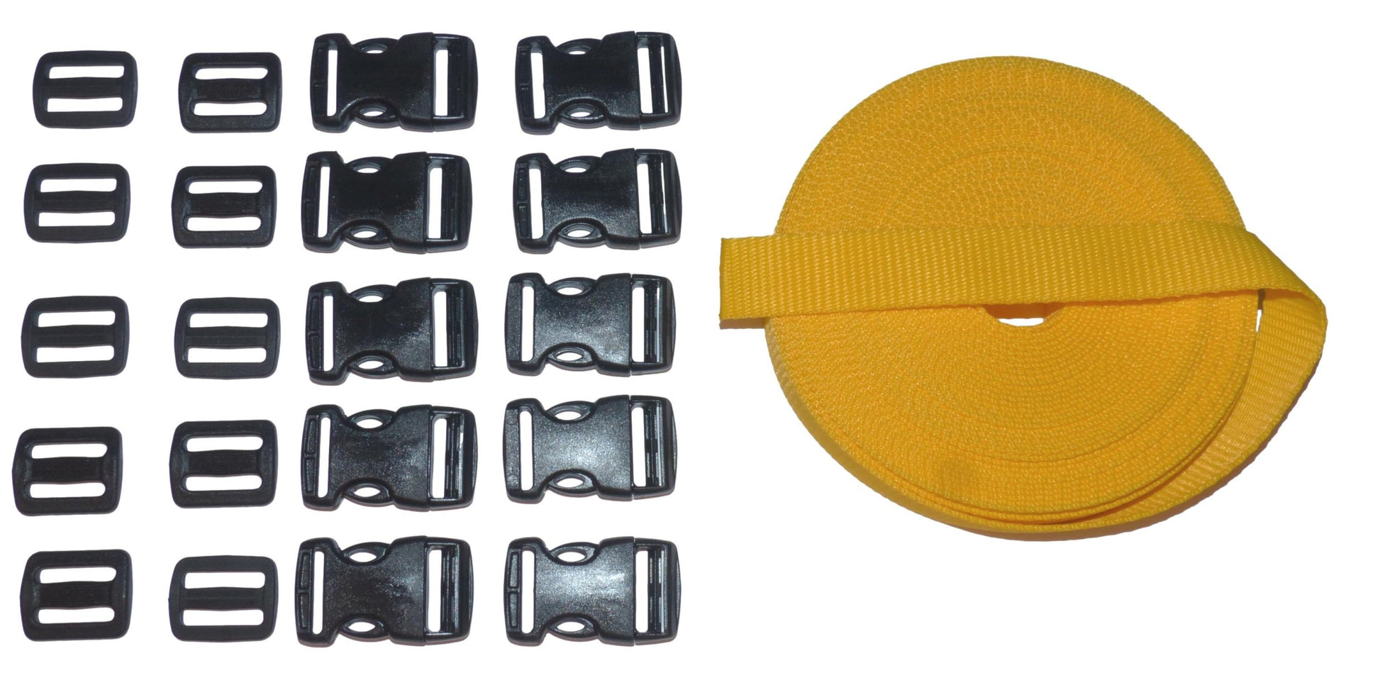 Benristraps 25mm Heavy-Duty Webbing and Branded  Buckle Sets for Straps, Bags, Crafts in yellow