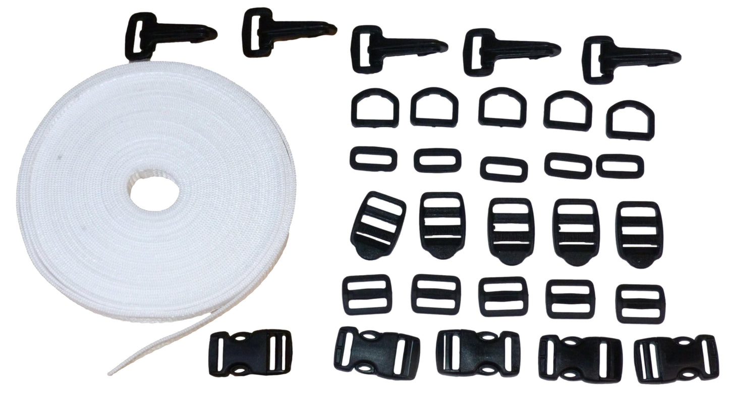 Benristraps 20mm Webbing and Buckle Sets in white