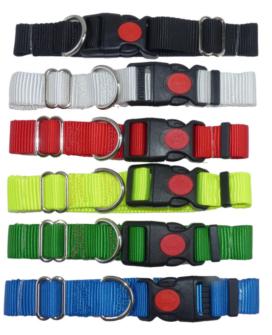 25mm Adjustable Dog and Pet Collar in Polyester Webbing, Choice of Sizes and Colours