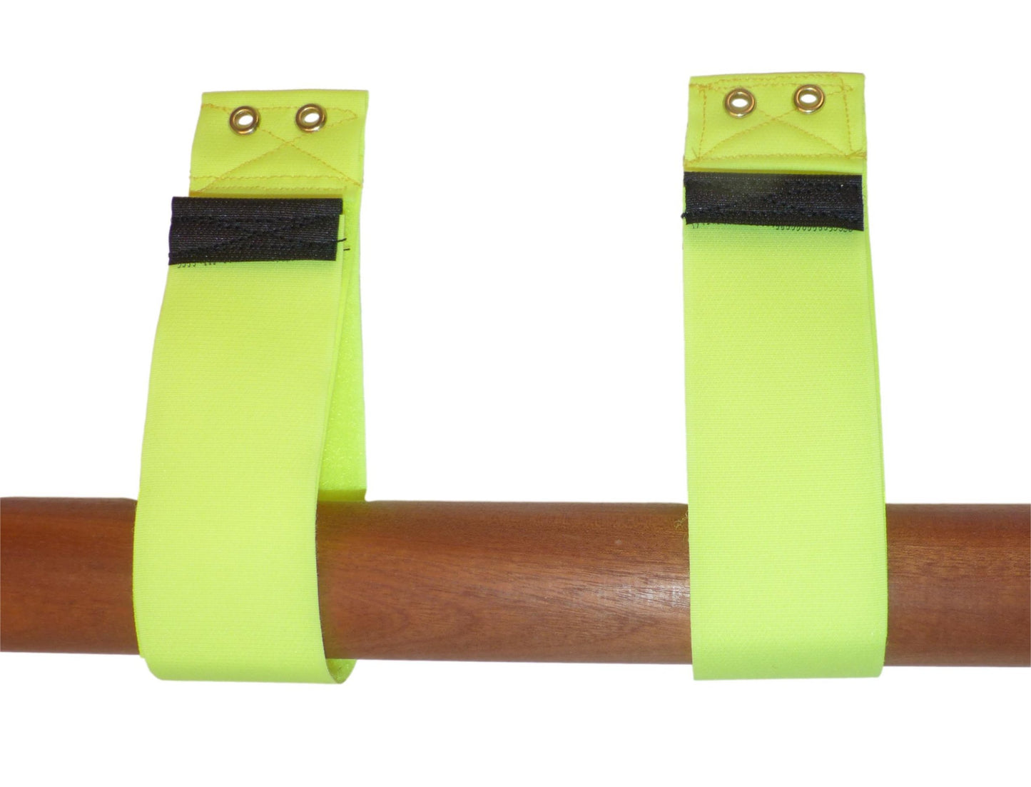Premium 50mm Hook & Loop Tidy & Hang Strap with Eyelet (Pack of Two) in yellow