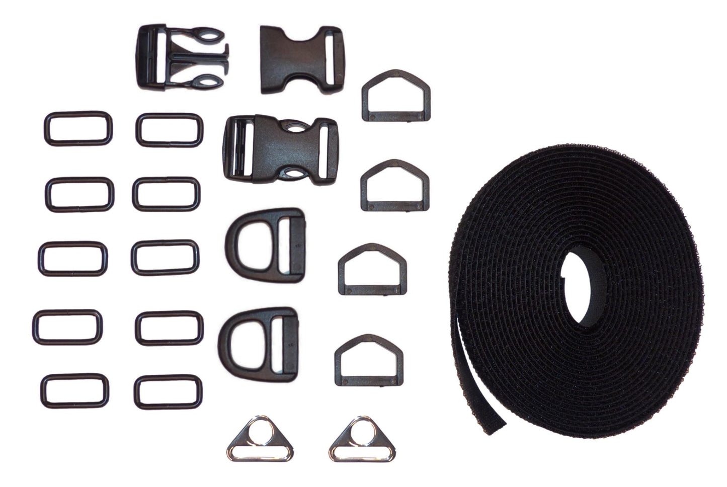 Benristraps 25mm Hook and Loop Together Strap Set with Tape, Buckles and Clips