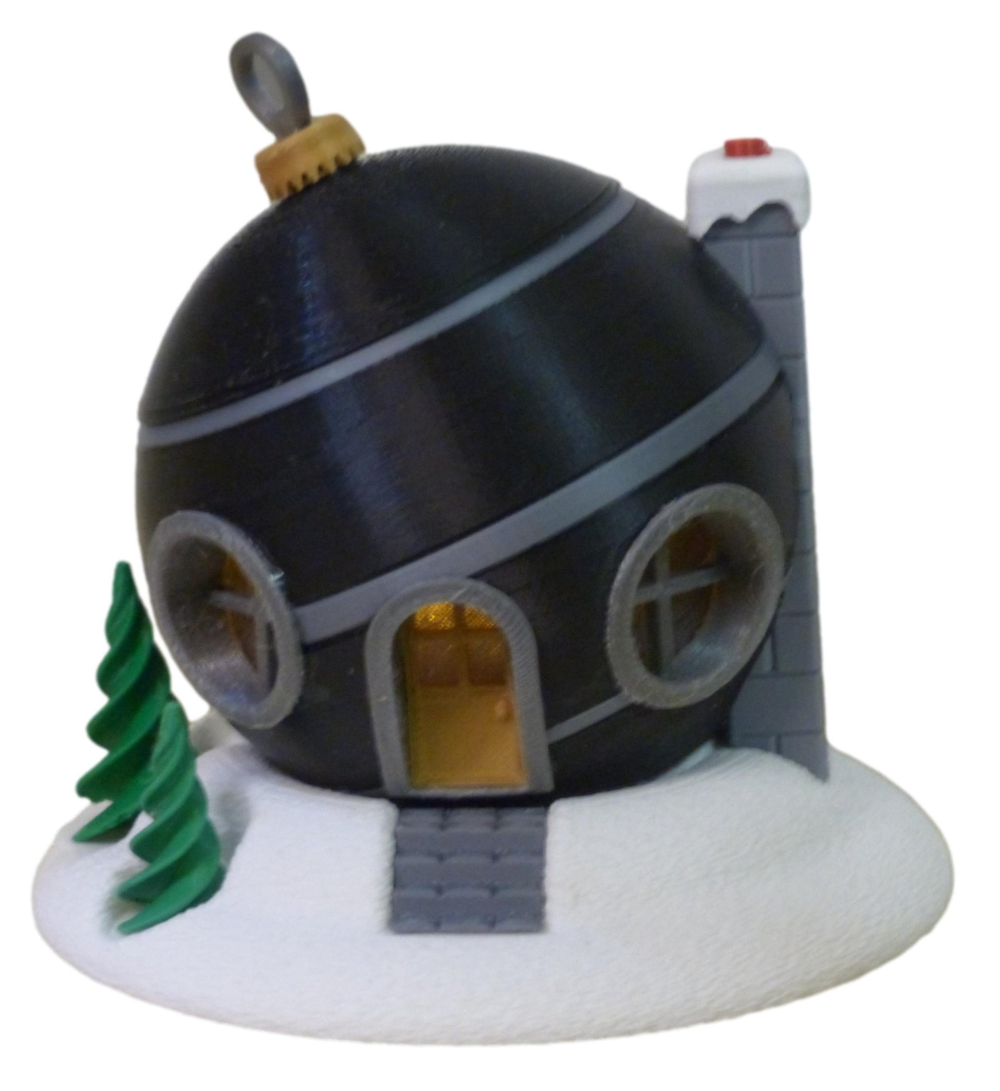 Christmas Tree Bauble Fairy House with LED  Tealight in black