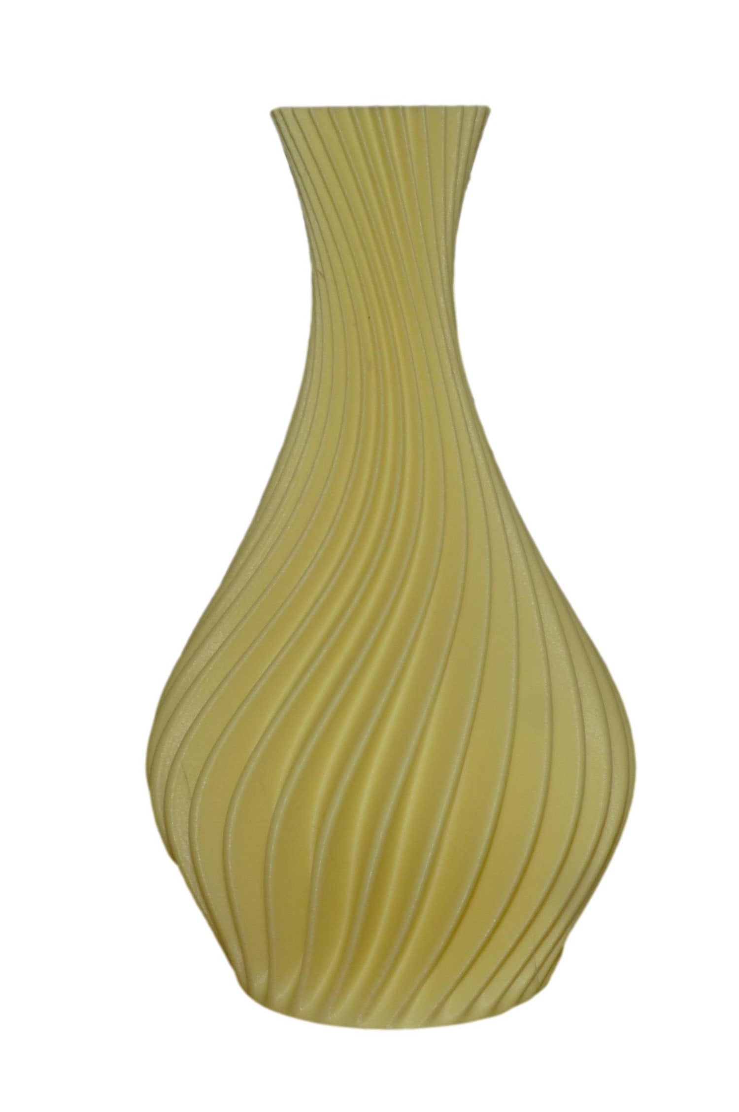 3D Printed Ornamental Swirly Vase in yellow