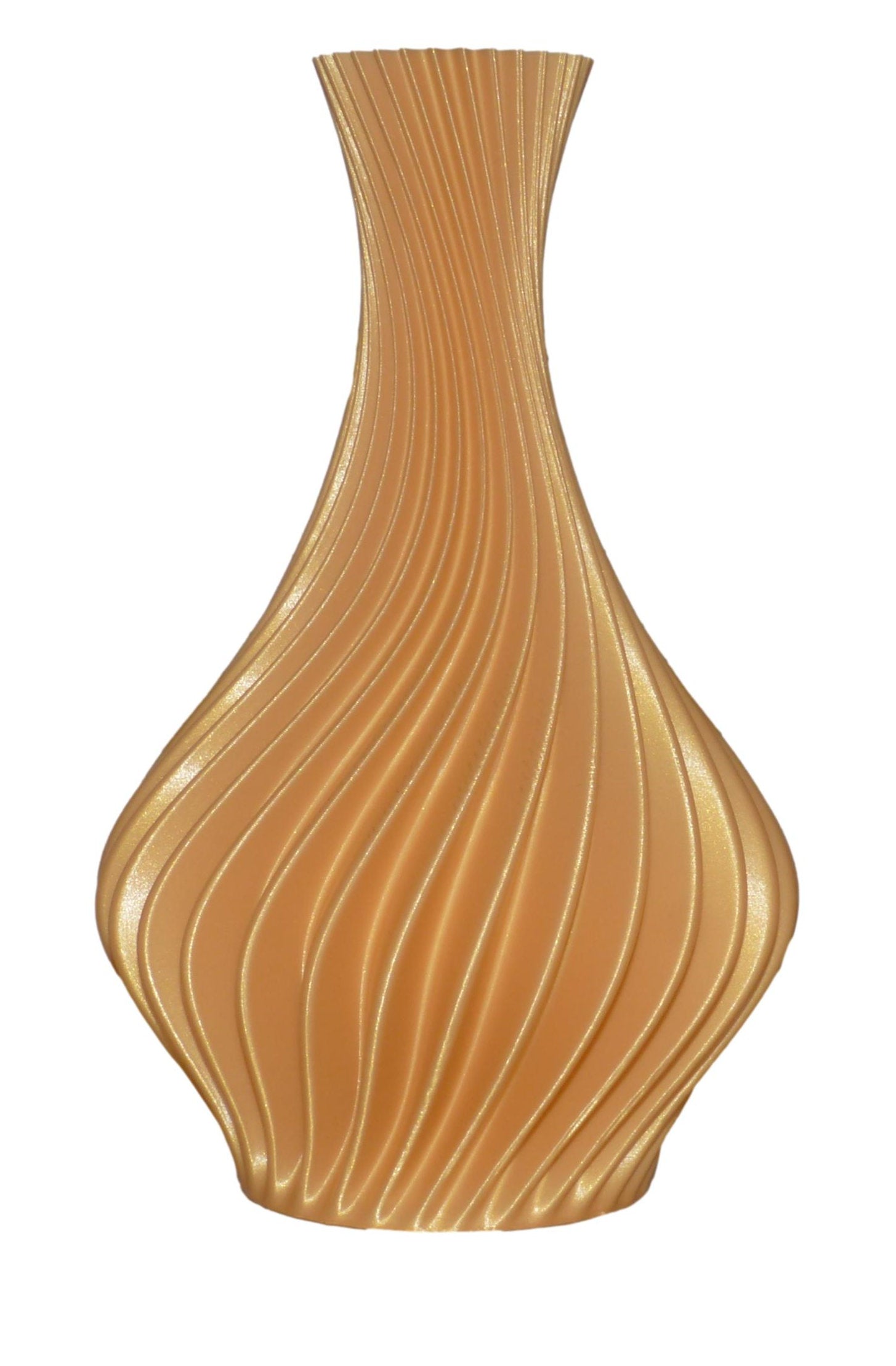 3D Printed Ornamental Swirly Vase in gold