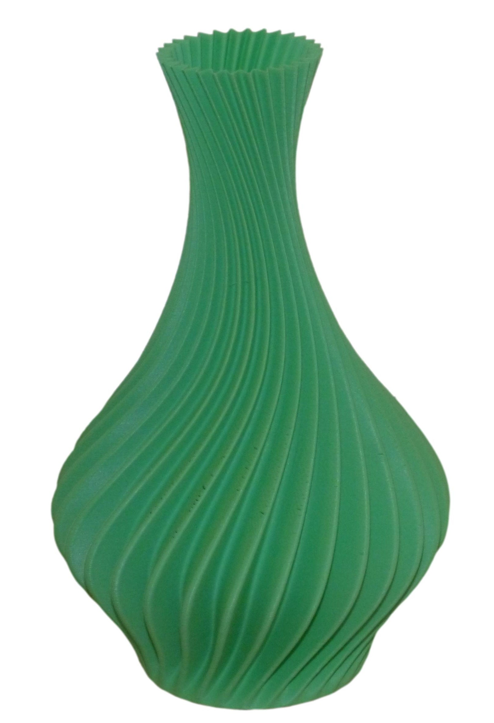 3D Printed Ornamental Swirly Vase in light green