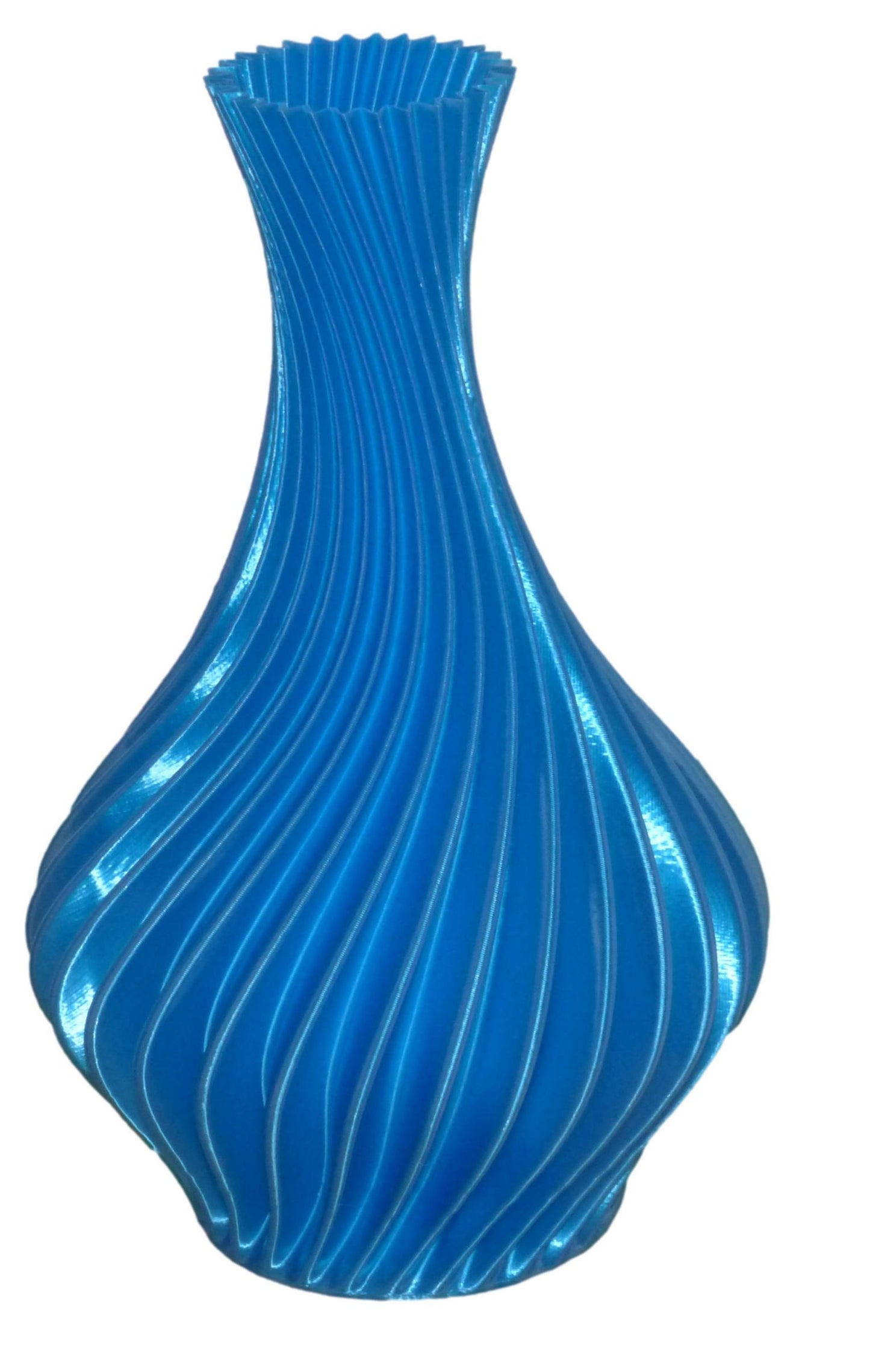 3D Printed Ornamental Swirly Vase in light blue