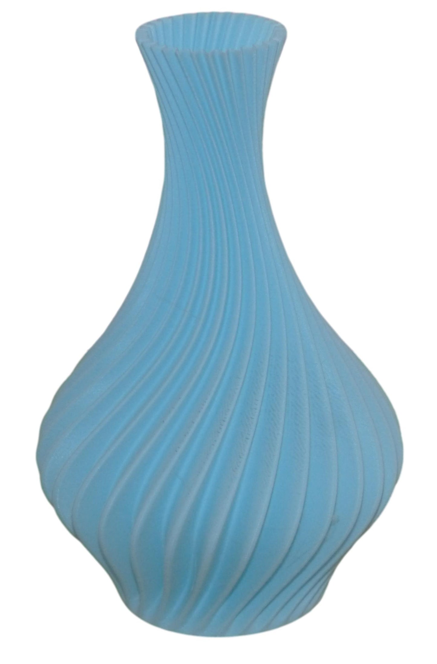 3D Printed Ornamental Swirly Vase in light blue