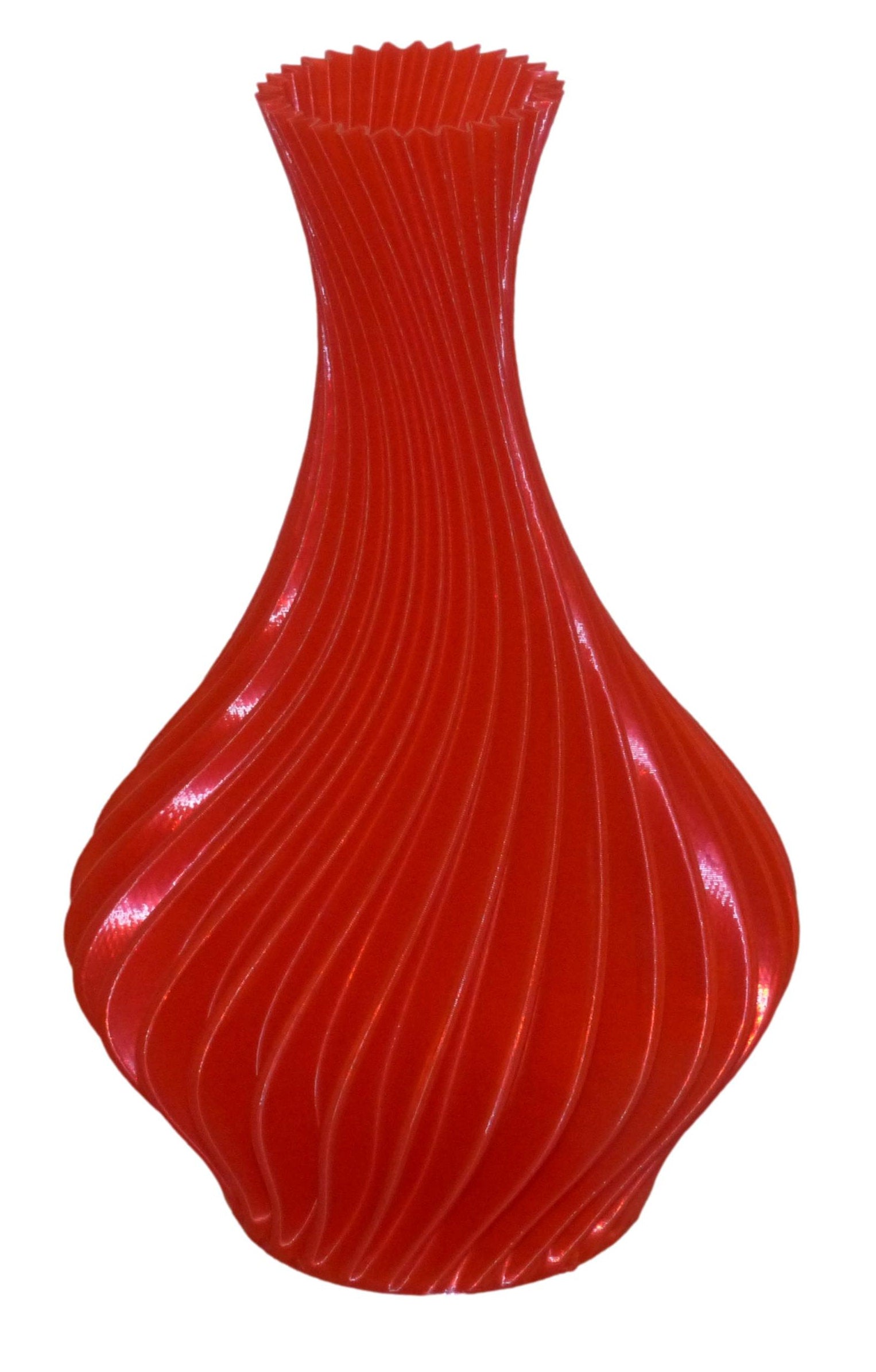 3D Printed Ornamental Swirly Vase in red