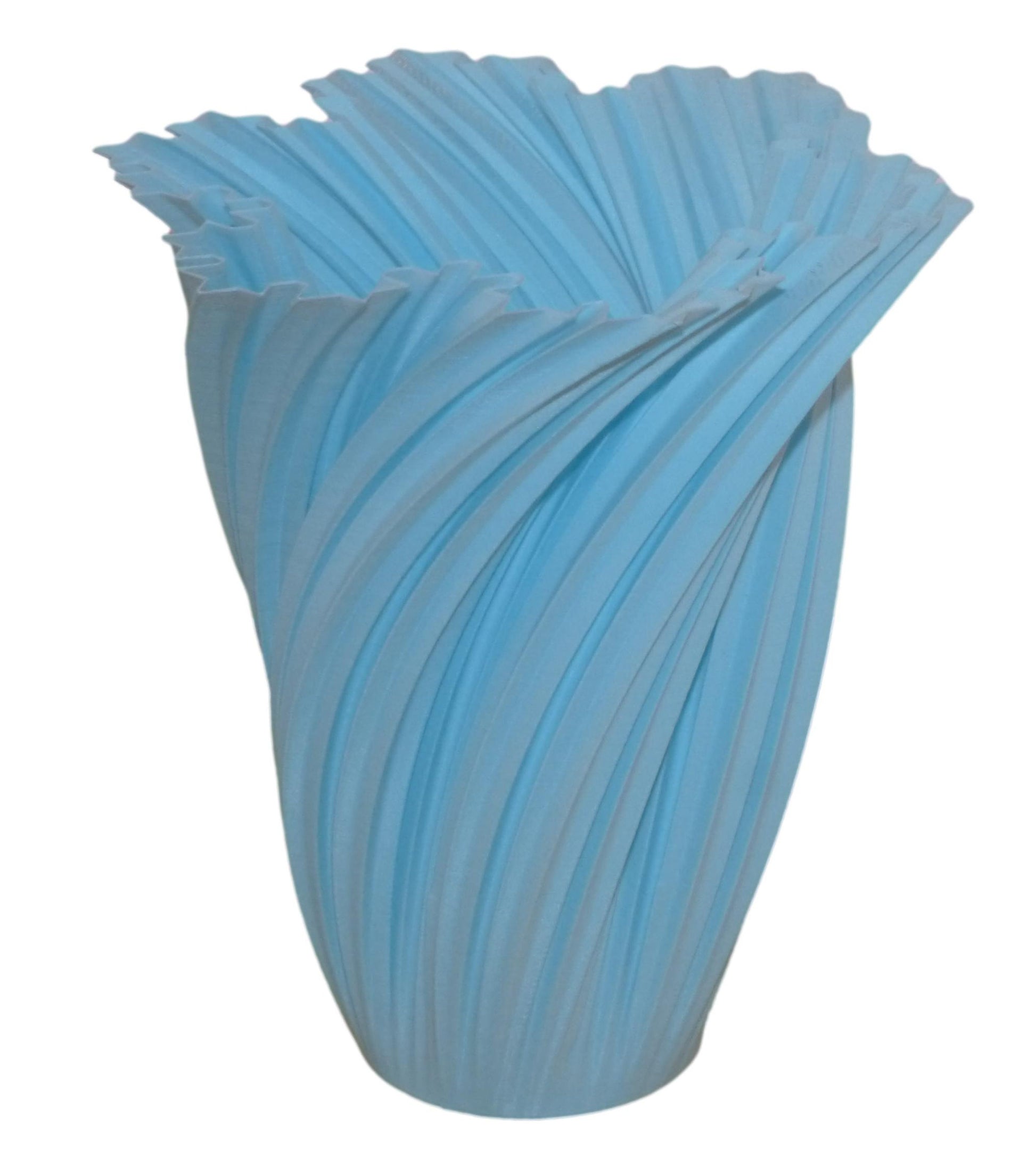 3D Printed Koch Snowflake Ornamental Vase in light blue