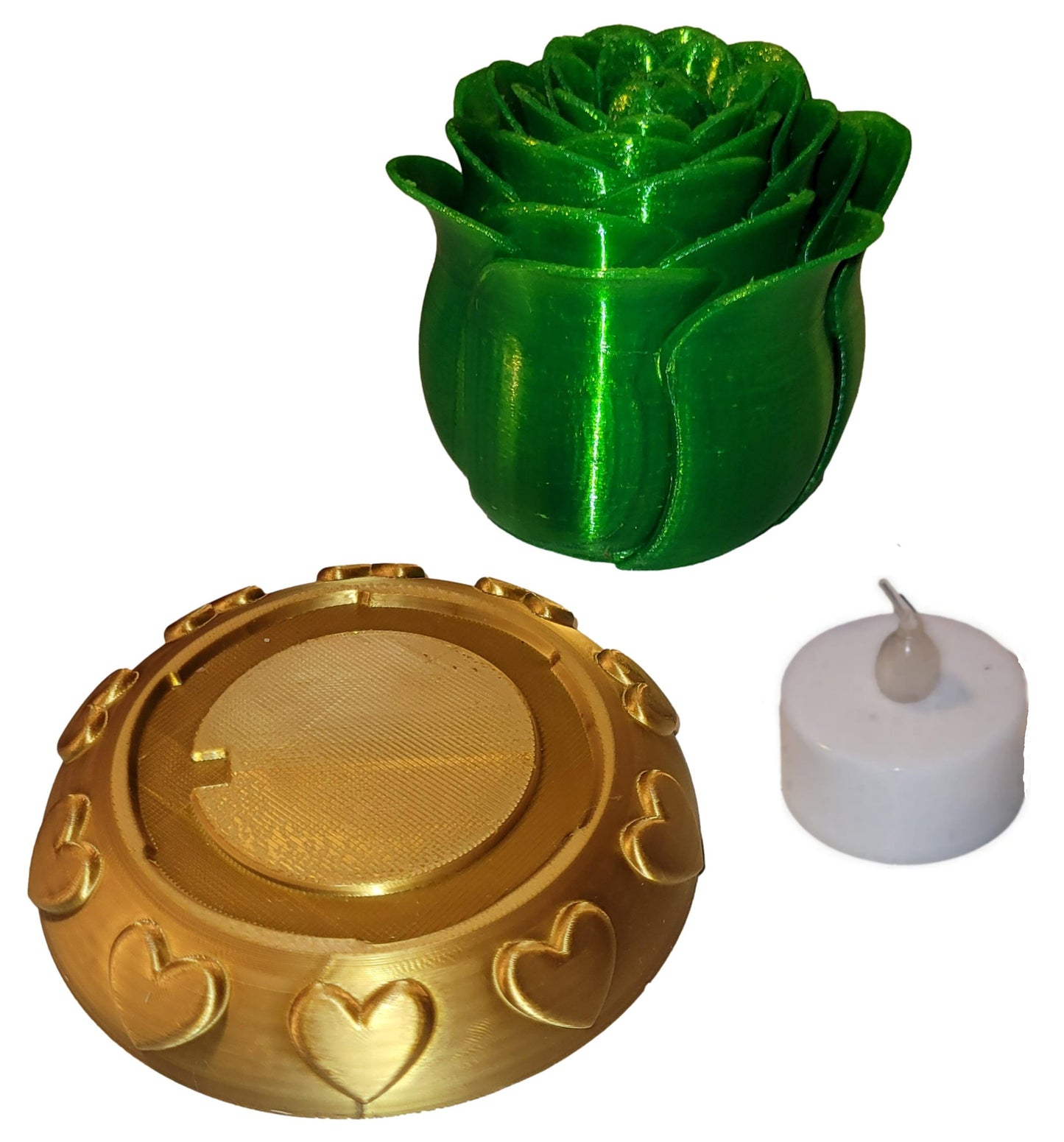 Illuminated Rose with Base and Tealight Ornament Valentine Gift Ornament