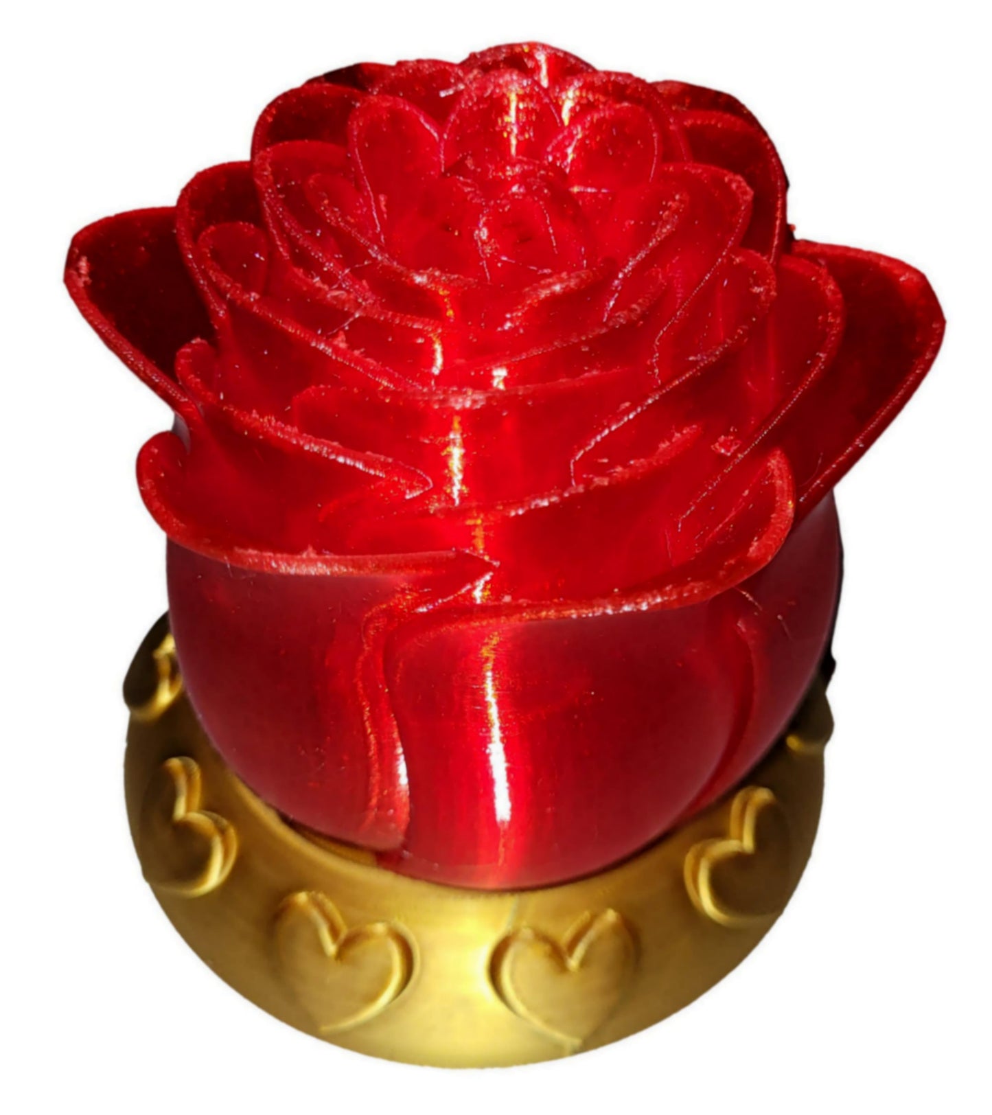 Illuminated Rose with Base and Tealight Ornament Valentine Gift Ornament