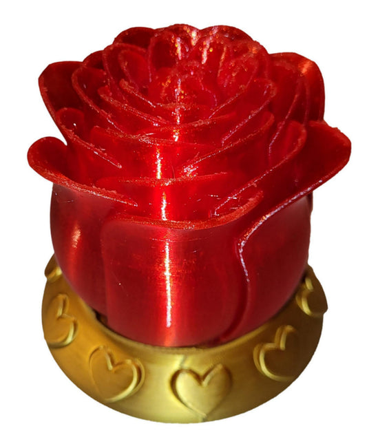 Illuminated Rose with Base and Tealight Ornament Valentine Gift Ornament