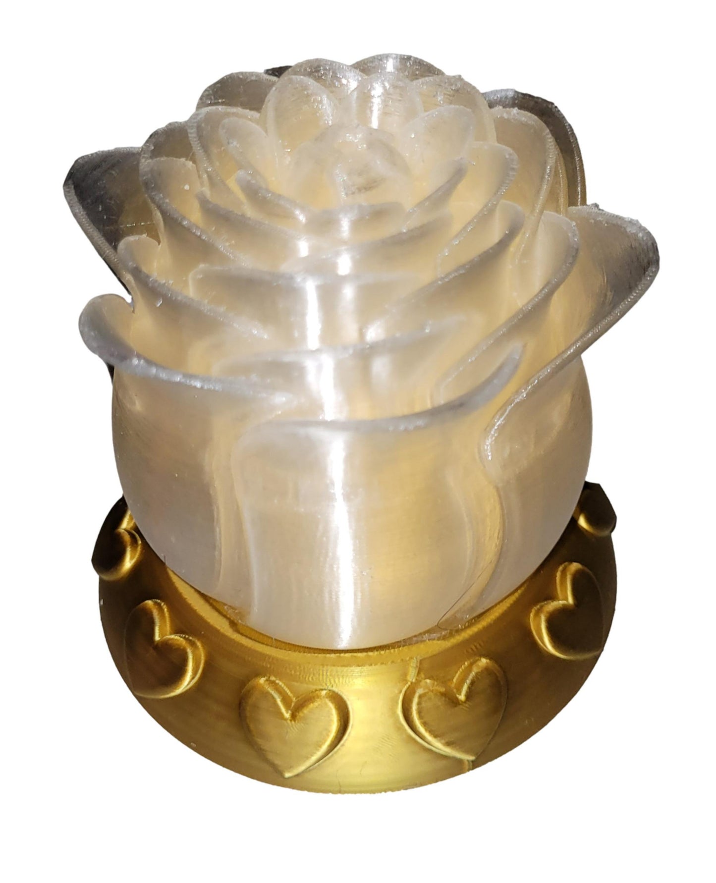 Illuminated Rose with Base and Tealight Ornament Valentine Gift Ornament