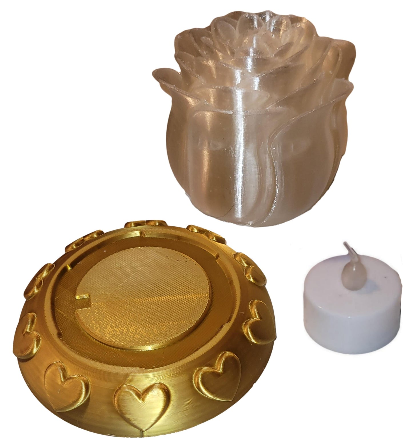 Illuminated Rose with Base and Tealight Ornament Valentine Gift Ornament