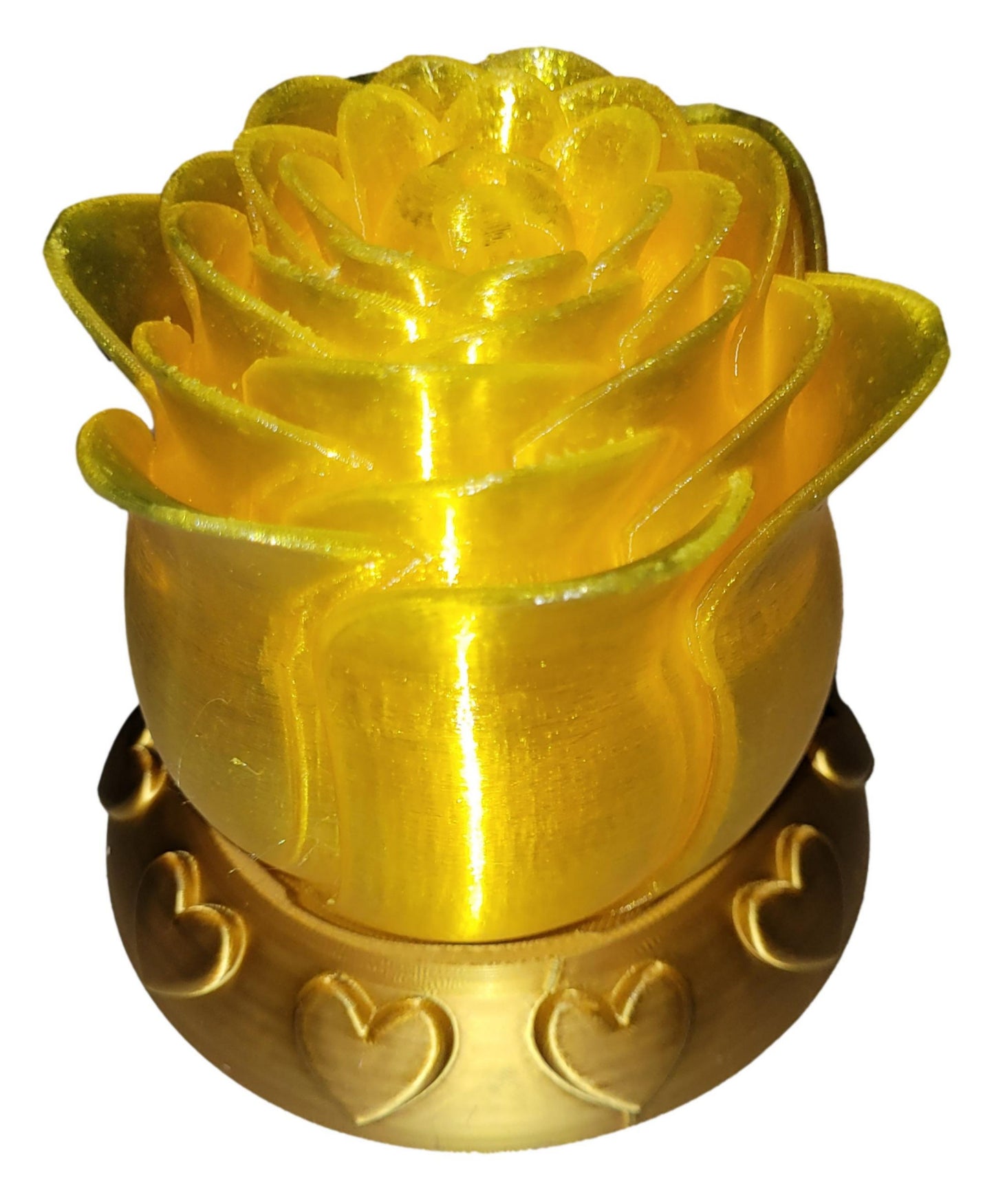 Illuminated Rose with Base and Tealight Ornament Valentine Gift Ornament