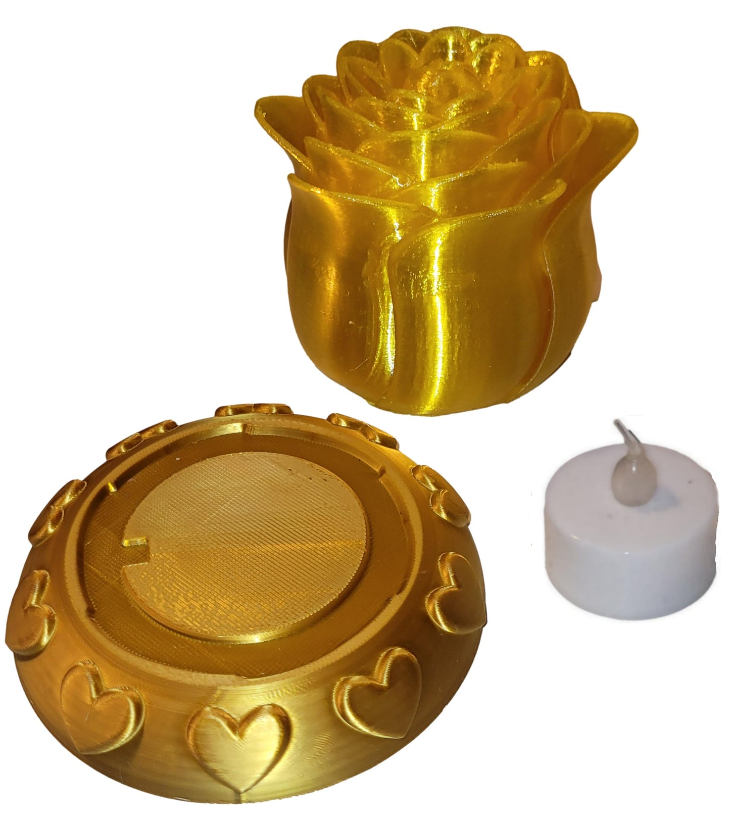 Illuminated Rose with Base and Tealight Ornament Valentine Gift Ornament