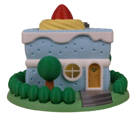 Cake Slice Fairy House with LED  Tealight in light blue