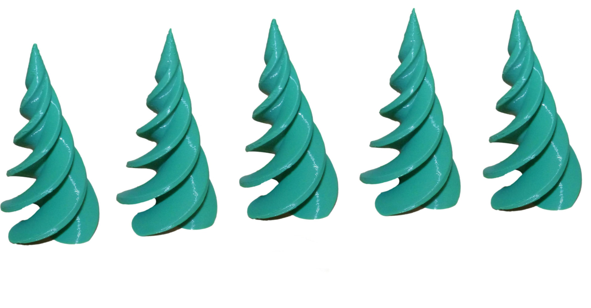 3D Printed Stylised Model Trees (Pack of 5) in green