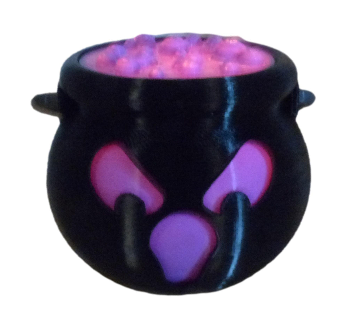 3D-Printed Spooky Witch's Cauldron with Handle, Removable Lid and LED Tealight